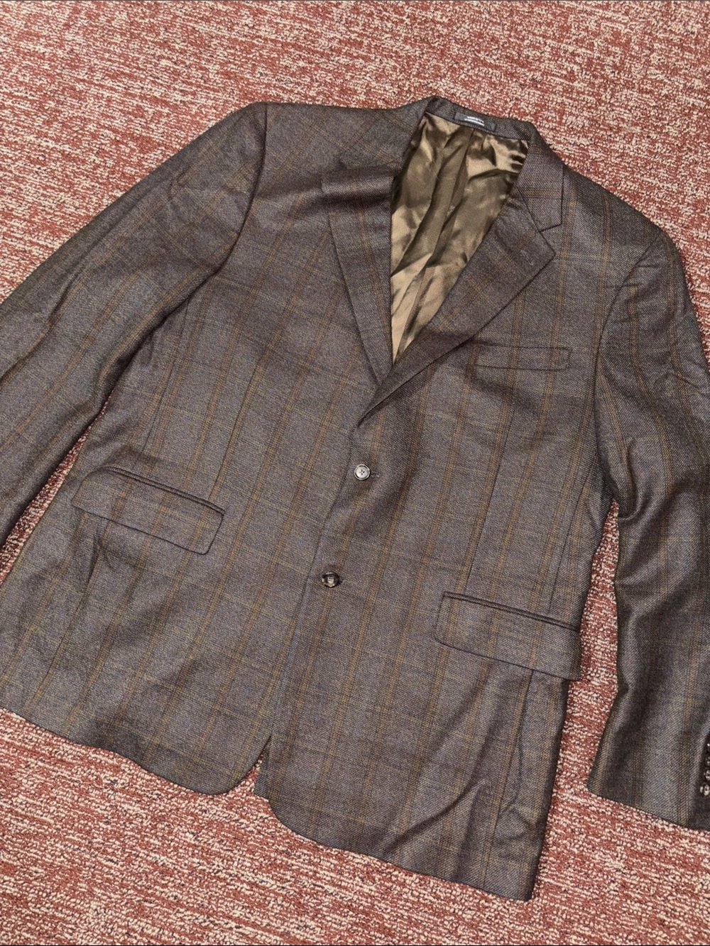 Vintage Austin Reed Olive Brown plaid blazer neutral lightweight wool